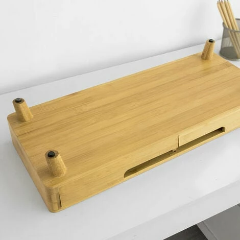 SoBuy 2 Drawers Bamboo Monitor Stand Computer Screen Monitor Stand Monitor Riser Desk Organizer,BBF06-N 5 SoBuy 2 Drawers Bamboo Monitor Stand Computer Screen Monitor Stand Monitor Riser Desk Organizer,BBF06-N - Image 5