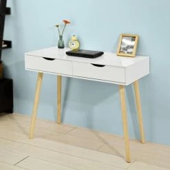 SoBuy Home Office Table Desk Computer Desk Computer Workstation 2 Drawers,FWT40-WN