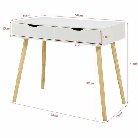 SoBuy Home Office Table Desk Computer Desk Computer Workstation 2 Drawers,FWT40-WN 2 SoBuy Home Office Table Desk Computer Desk Computer Workstation 2 Drawers,FWT40-WN - Image 2