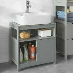 SoBuy Under Sink Bathroom Storage Cabinet With Shelf And Double Sliding Door,FRG128-SG 7 SoBuy Under Sink Bathroom Storage Cabinet With Shelf And Double Sliding Door,FRG128-SG -SOBUY Shop 16499663 3