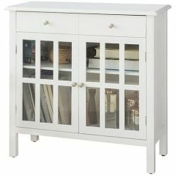 SoBuy White Sideboard Storage Cabinet Cupboard 2 Drawers 2 Door,FSB23-W