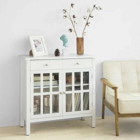 SoBuy White Sideboard Storage Cabinet Cupboard 2 Drawers 2 Door,FSB23-W 2 SoBuy White Sideboard Storage Cabinet Cupboard 2 Drawers 2 Door,FSB23-W - Image 2