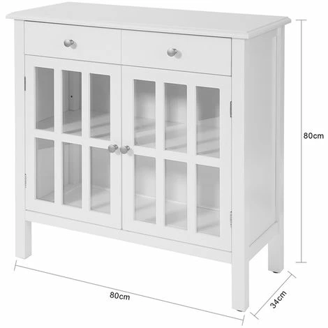 SoBuy White Sideboard Storage Cabinet Cupboard 2 Drawers 2 Door,FSB23-W 5 SoBuy White Sideboard Storage Cabinet Cupboard 2 Drawers 2 Door,FSB23-W - Image 5