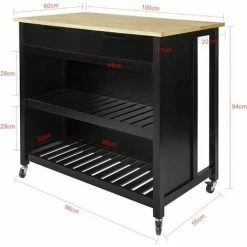 SoBuy Kitchen Storage Trolley Kitchen Storage Shelf Kitchen Breakfast Dining Bar Table,FKW74-SCH -SOBUY Shop 18265361 3