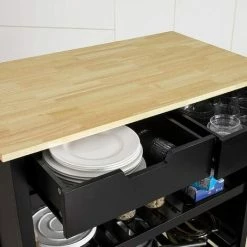 SoBuy Kitchen Storage Trolley Kitchen Storage Shelf Kitchen Breakfast Dining Bar Table,FKW74-SCH -SOBUY Shop 18265361 4