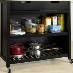 SoBuy Kitchen Storage Trolley Kitchen Storage Shelf Kitchen Breakfast Dining Bar Table,FKW74-SCH -SOBUY Shop 18265361 5