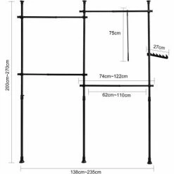 SoBuy Adjustable Wardrobe Organiser Clothes Shelf,KLS03-SCH -SOBUY Shop 18631055 3