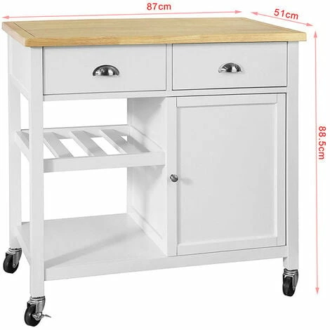 SoBuy Kitchen Storage Trolley Serving Cabinet With Wood Worktop,FKW62-WN 2 SoBuy Kitchen Storage Trolley Serving Cabinet With Wood Worktop,FKW62-WN - Image 2