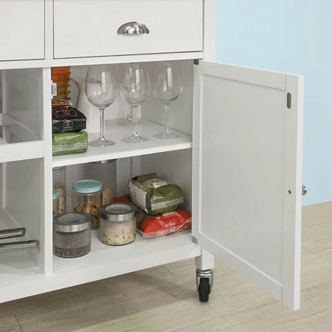 SoBuy Kitchen Storage Trolley Serving Cabinet With Wood Worktop,FKW62-WN 5 SoBuy Kitchen Storage Trolley Serving Cabinet With Wood Worktop,FKW62-WN - Image 5