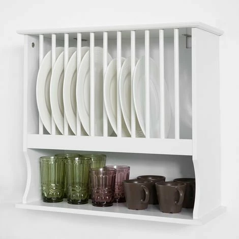SoBuy Wall Mounted Kitchen Plate Cup Rack, Kitchen Wall Shelf, Kitchen Storage Rack Shelf KCR04-W 1 SoBuy Wall Mounted Kitchen Plate Cup Rack, Kitchen Wall Shelf, Kitchen Storage Rack Shelf KCR04-W