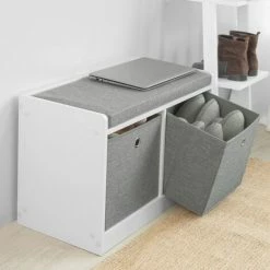 SoBuy Storage Shoe Bench With Seat Shoe Chest With 2 Grey Baskets,FSR65-K-DG -SOBUY Shop 22407103 5
