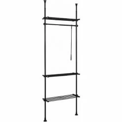 SOBUY Shop 22 SoBuy Clothes Racks Adjustable Wardrobe Organiser Clothes Shelf System Hanging,Black,KLS07-SCH