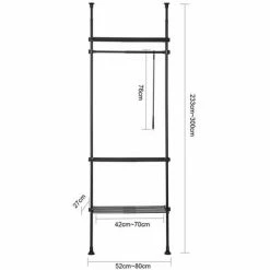 SoBuy Clothes Racks Adjustable Wardrobe Organiser Clothes Shelf System Hanging,Black,KLS07-SCH -SOBUY Shop 22968660 3