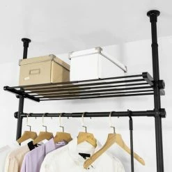 SoBuy Clothes Racks Adjustable Wardrobe Organiser Clothes Shelf System Hanging,Black,KLS07-SCH -SOBUY Shop 22968660 4