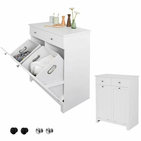 SoBuy 2 Drawers 2 Doors Laundry Cabinet Laundry Chest, Bathroom Cabinet,BZR33-W 1 SoBuy 2 Drawers 2 Doors Laundry Cabinet Laundry Chest, Bathroom Cabinet,BZR33-W
