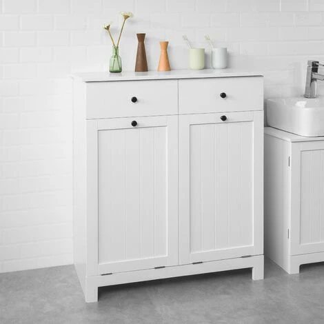 SoBuy 2 Drawers 2 Doors Laundry Cabinet Laundry Chest, Bathroom Cabinet,BZR33-W 4 SoBuy 2 Drawers 2 Doors Laundry Cabinet Laundry Chest, Bathroom Cabinet,BZR33-W - Image 4