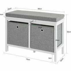 SoBuy 2 Baskets Hallway Bedroom Storage Bench, Shoe Bench Shoe Rack Shoe Cabinet With Seat Cushion,FSR81-HG -SOBUY Shop 23437310 4