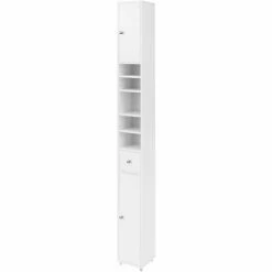 SoBuy White Bathroom Cabinet Bathroom Shelf Bathroom Tall Cabinet Cupboard,BZR34-W