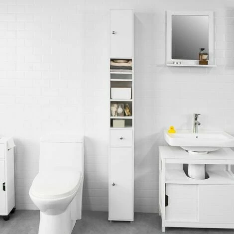 SoBuy White Bathroom Cabinet Bathroom Shelf Bathroom Tall Cabinet Cupboard,BZR34-W 4 SoBuy White Bathroom Cabinet Bathroom Shelf Bathroom Tall Cabinet Cupboard,BZR34-W - Image 4