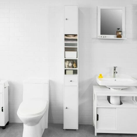 SoBuy White Bathroom Cabinet Bathroom Shelf Bathroom Tall Cabinet Cupboard,BZR34-W 5 SoBuy White Bathroom Cabinet Bathroom Shelf Bathroom Tall Cabinet Cupboard,BZR34-W - Image 5