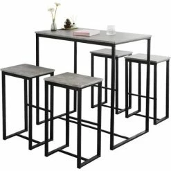 SoBuy Bar Set-1 Bar Table And 4 Stools, Home Kitchen Breakfast Bar Set Furniture Dining Set OGT15-HG