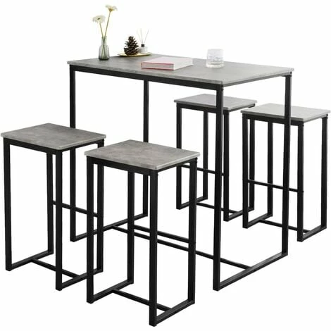 SoBuy Bar Set-1 Bar Table And 4 Stools, Home Kitchen Breakfast Bar Set Furniture Dining Set OGT15-HG 1 SoBuy Bar Set-1 Bar Table And 4 Stools, Home Kitchen Breakfast Bar Set Furniture Dining Set OGT15-HG