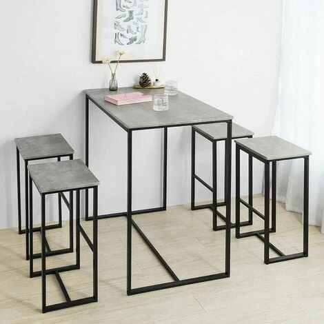 SoBuy Bar Set-1 Bar Table And 4 Stools, Home Kitchen Breakfast Bar Set Furniture Dining Set OGT15-HG 3 SoBuy Bar Set-1 Bar Table And 4 Stools, Home Kitchen Breakfast Bar Set Furniture Dining Set OGT15-HG - Image 3