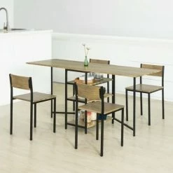 SoBuy Modern Industrial Design Folding Dining Table With 3 Shelves,FWT62-N -SOBUY Shop 26117461 5