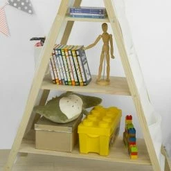 SoBuy Tent Shaped Children Kids Bookcase Book Shelf Toy Shelf Storage Display Shelving With 3 Shelves And 6 Pockets,KMB30-WN -SOBUY Shop 26117463 4