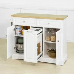 SoBuy Kitchen Storage Trolley Kitchen Cabinet Cupboard Sideboard Kitchen Island,FKW100-WN -SOBUY Shop 26799323 3