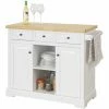 SoBuy Kitchen Storage Trolley Kitchen Cabinet Cupboard Sideboard Kitchen Island With 3 Drawers 2 Open Shelves 2 Doors,FKW101-WN