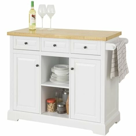 SoBuy Kitchen Storage Trolley Kitchen Cabinet Cupboard Sideboard Kitchen Island With 3 Drawers 2 Open Shelves 2 Doors,FKW101-WN 1 SoBuy Kitchen Storage Trolley Kitchen Cabinet Cupboard Sideboard Kitchen Island With 3 Drawers 2 Open Shelves 2 Doors,FKW101-WN