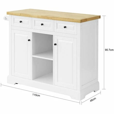 SoBuy Kitchen Storage Trolley Kitchen Cabinet Cupboard Sideboard Kitchen Island With 3 Drawers 2 Open Shelves 2 Doors,FKW101-WN 5 SoBuy Kitchen Storage Trolley Kitchen Cabinet Cupboard Sideboard Kitchen Island With 3 Drawers 2 Open Shelves 2 Doors,FKW101-WN - Image 5
