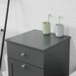 SoBuy Bathroom Laundry Basket Bathroom Storage Cabinet Unit With Drawer,BZR21-DG -SOBUY Shop 27619869 4