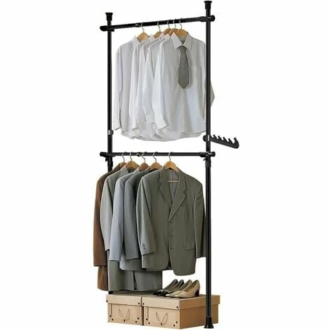 SoBuy FRG109-SCH, Black Telescopic Wardrobe Organiser, Hanging Rail, Clothes Rack, Adjustable Storage Shelving 1 SoBuy FRG109-SCH, Black Telescopic Wardrobe Organiser, Hanging Rail, Clothes Rack, Adjustable Storage Shelving