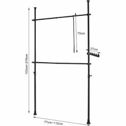 SoBuy FRG109-SCH, Black Telescopic Wardrobe Organiser, Hanging Rail, Clothes Rack, Adjustable Storage Shelving 7 SoBuy FRG109-SCH, Black Telescopic Wardrobe Organiser, Hanging Rail, Clothes Rack, Adjustable Storage Shelving -SOBUY Shop 32833299 3