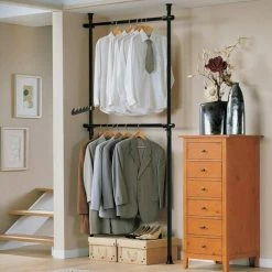 SoBuy FRG109-SCH, Black Telescopic Wardrobe Organiser, Hanging Rail, Clothes Rack, Adjustable Storage Shelving 9 SoBuy FRG109-SCH, Black Telescopic Wardrobe Organiser, Hanging Rail, Clothes Rack, Adjustable Storage Shelving -SOBUY Shop 32833299 5
