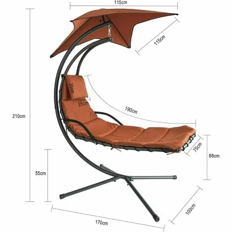 SoBuy Garden Patio Hammock Swing Hammock Swing Chair Sun Lounger Relaxing Chair, OGS39-ZG 2 SoBuy Garden Patio Hammock Swing Hammock Swing Chair Sun Lounger Relaxing Chair, OGS39-ZG - Image 2