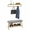 SoBuy Hallway Furniture Set,Shoe Bench Racks And Wall Shelf,FSR24-K-HG+FHK06-N
