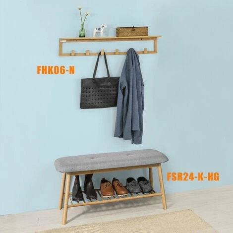 SoBuy Hallway Furniture Set,Shoe Bench Racks And Wall Shelf,FSR24-K-HG+FHK06-N 2 SoBuy Hallway Furniture Set,Shoe Bench Racks And Wall Shelf,FSR24-K-HG+FHK06-N - Image 2
