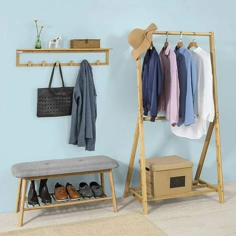 SoBuy Hallway Furniture Set,Shoe Bench Racks And Wall Shelf,FSR24-K-HG+FHK06-N 3 SoBuy Hallway Furniture Set,Shoe Bench Racks And Wall Shelf,FSR24-K-HG+FHK06-N - Image 3