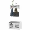 SoBuy Hallway Furniture Set,Shoe Storage Bench And Wall Cabinet Rack, FSR23-K-W+FRG48-W