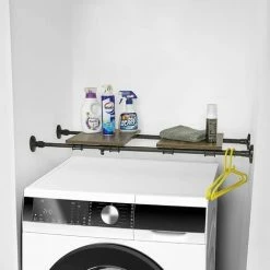 SoBuy Telescopic Shelf With 2 Removable Shelves,Adjustable Plant Flower Shelf,Clothes Shelf,Over Washing Machine Shelf,SoBuy KLS10-SCH -SOBUY Shop 40332678 4