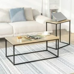 SoBuy Set Of 2 Industrial Style Side Tables End Tables Nesting Tables Coffee Table, FBT108-N -SOBUY Shop 47346048 3