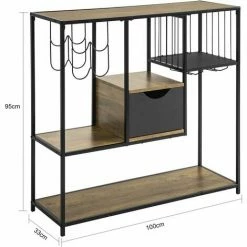 SoBuy Industrial Style Sideboard Side Table End Table Wine Rack Kitchen Dining Room Storage Shelf,FSB56-F -SOBUY Shop 47346052 3