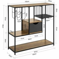 SoBuy Industrial Style Sideboard Side Table End Table Wine Rack Kitchen Dining Room Storage Shelf,FSB56-F -SOBUY Shop 47346052 5
