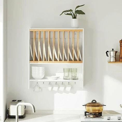 SoBuy Wall Mounted Kitchen Plate Cup Rack,KCR09-W 2 SoBuy Wall Mounted Kitchen Plate Cup Rack,KCR09-W - Image 2