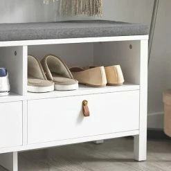 SoBuy 2 Drawers Hallway Storage Bench Shoe Cabine,FSR106-W -SOBUY Shop 53537384 4
