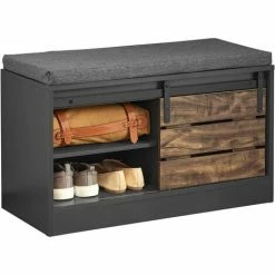 SoBuy Hallway Shoe Bench Shoe Cabinet Shoe Rack With Sliding Door,FSR120-HG
