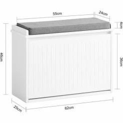 SoBuy Hallway Shoe Bench With Seat Cushion And Flip-drawer,FSR98-W -SOBUY Shop 53630414 3